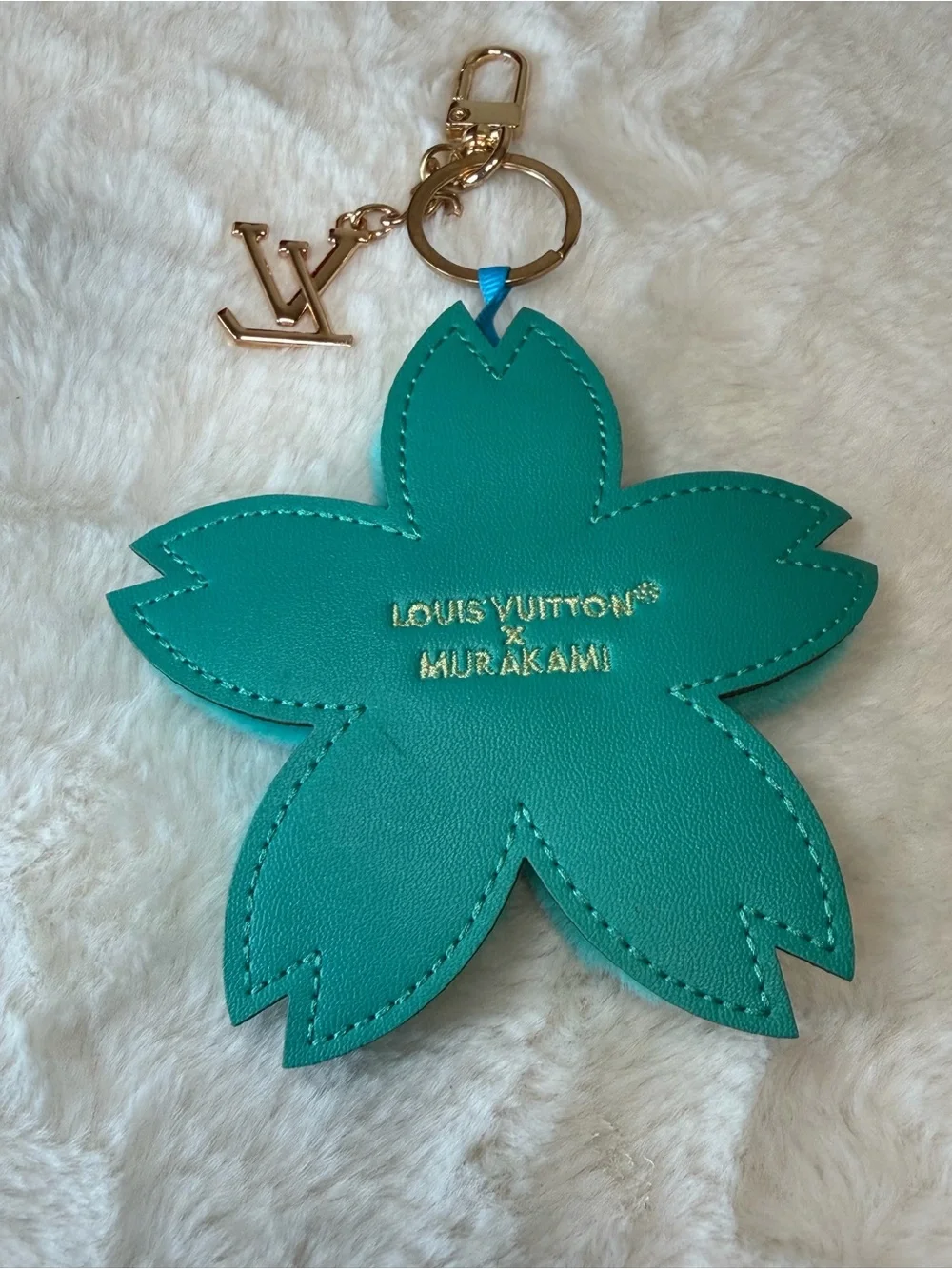 Lv Turquoise Fur Flower Key Charm